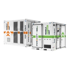 The Apex series BESS units available for hire from NES Hire.
